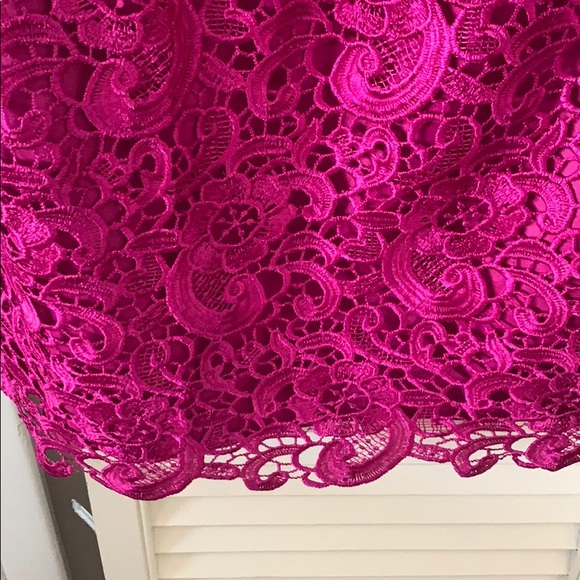 Aidan Mattox Fuchsia Chiffon and Lace Dress - Picture 2 of 4